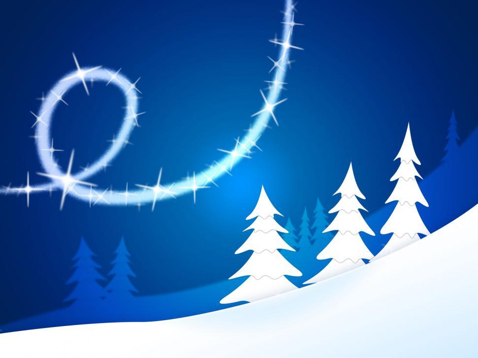 Free Image of Xmas Tree Means Snow Flakes And Greeting 