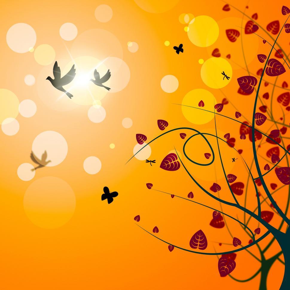 Free Image of Flying Floral Shows Flock Of Birds And Flowers 