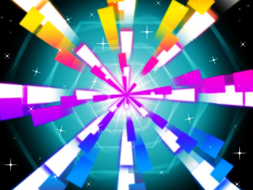 Free Image of Colorful Beams Background Shows Hexagons And Night Sky  