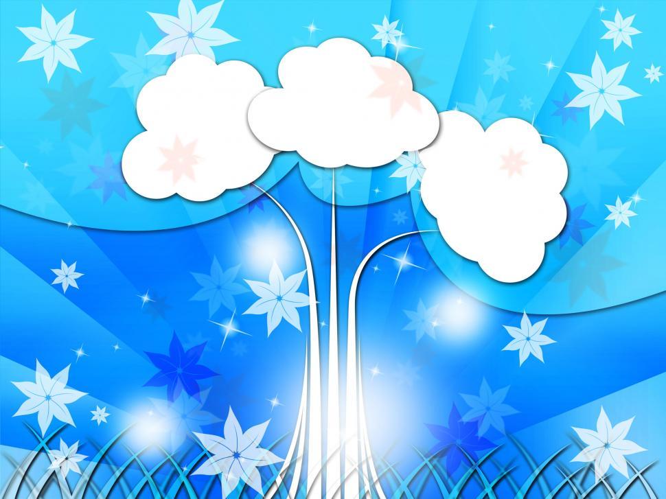 Free Image of Blue Nature Background Shows Tree Flowers And Grass  