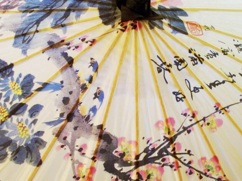 Free Image of Close Up of Umbrella Adorned With Flowers 
