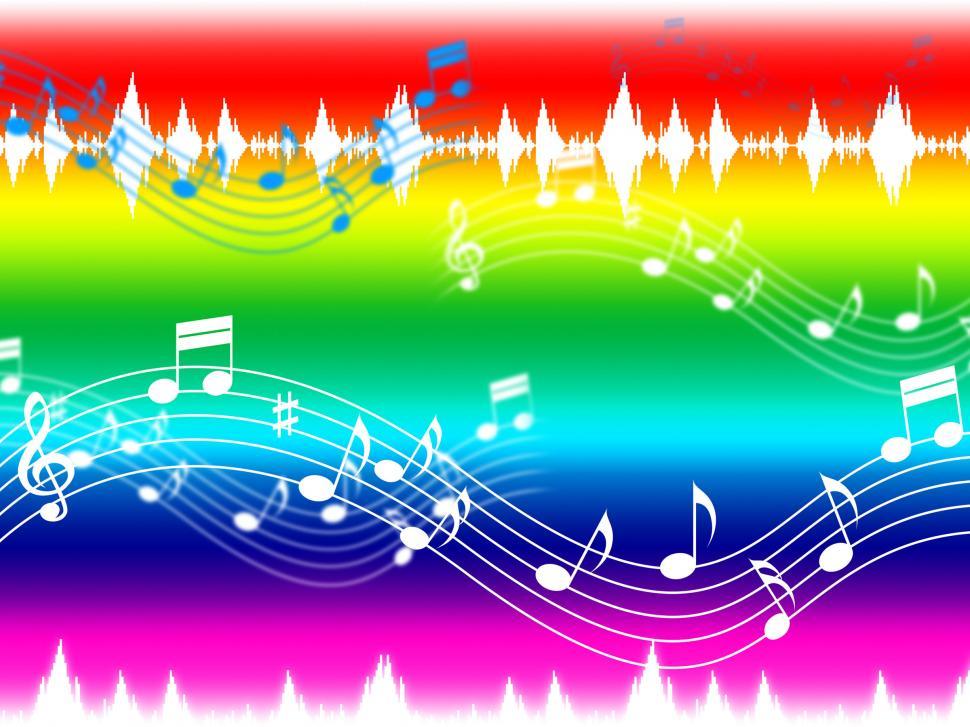 Free Image of Rainbow Music Background Shows Musical Piece And Instruments  