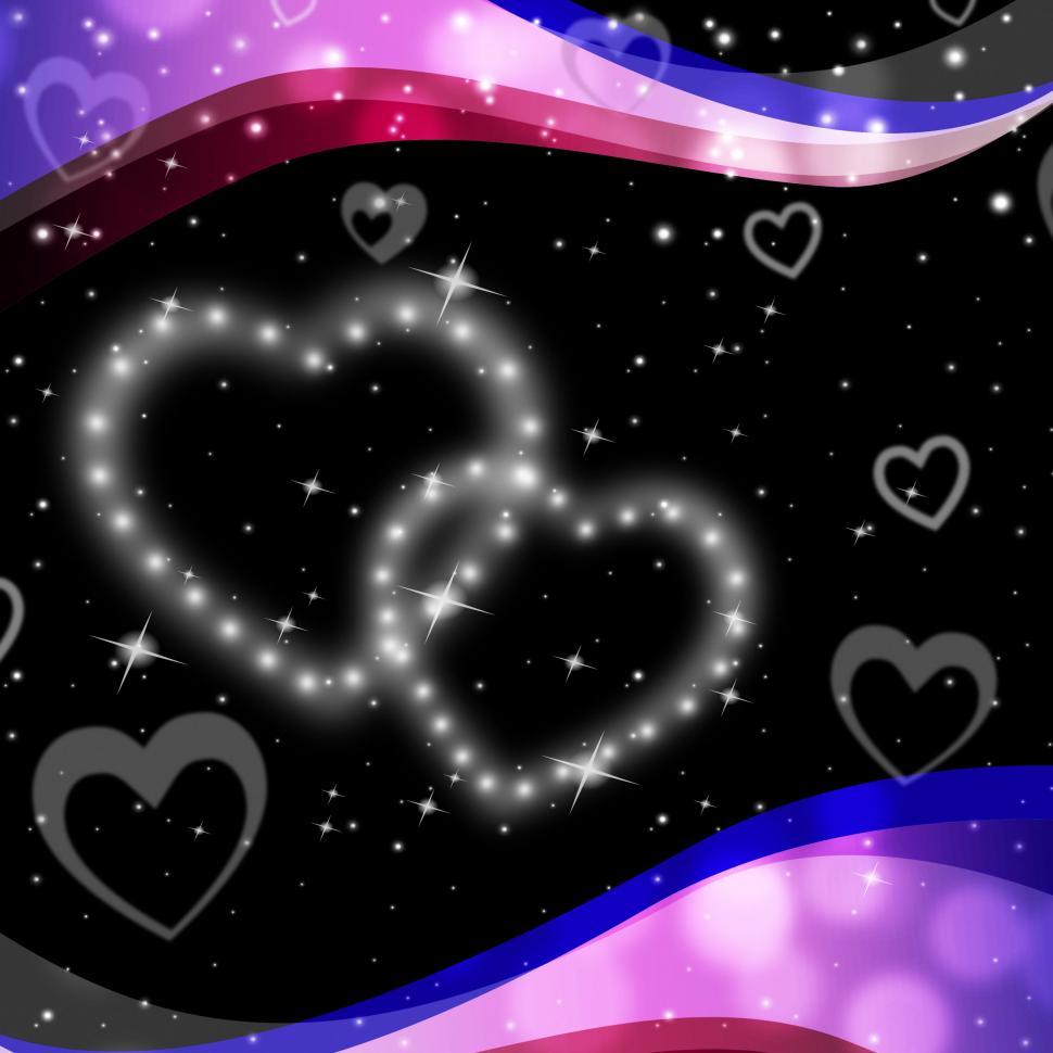 Free Image of Twinkling Hearts Background Means Night Sky And Love  