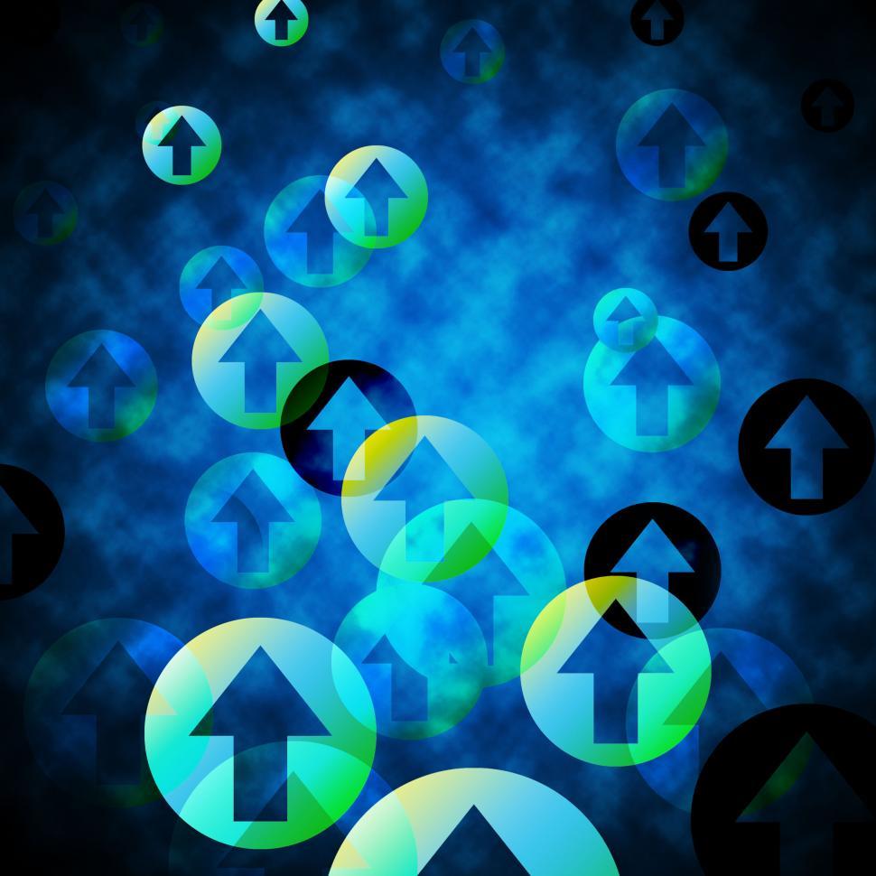 Free Image of Blue Arrows Background Means Circles And Floating Upwards  