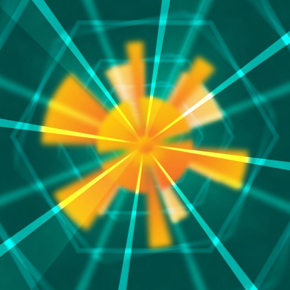Free Image of Green Sun Background Means Radiant Lines And Hexagons  