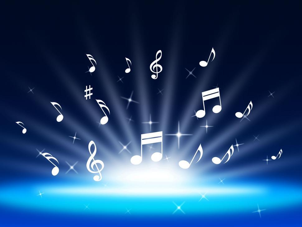 Free Image of Blue Music Background Means Instruments And Soundwaves  