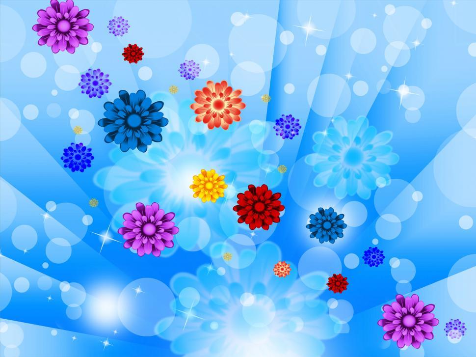 Free Image of Blue Flowers Background Shows Glow Beams Bubbles And Pretty  