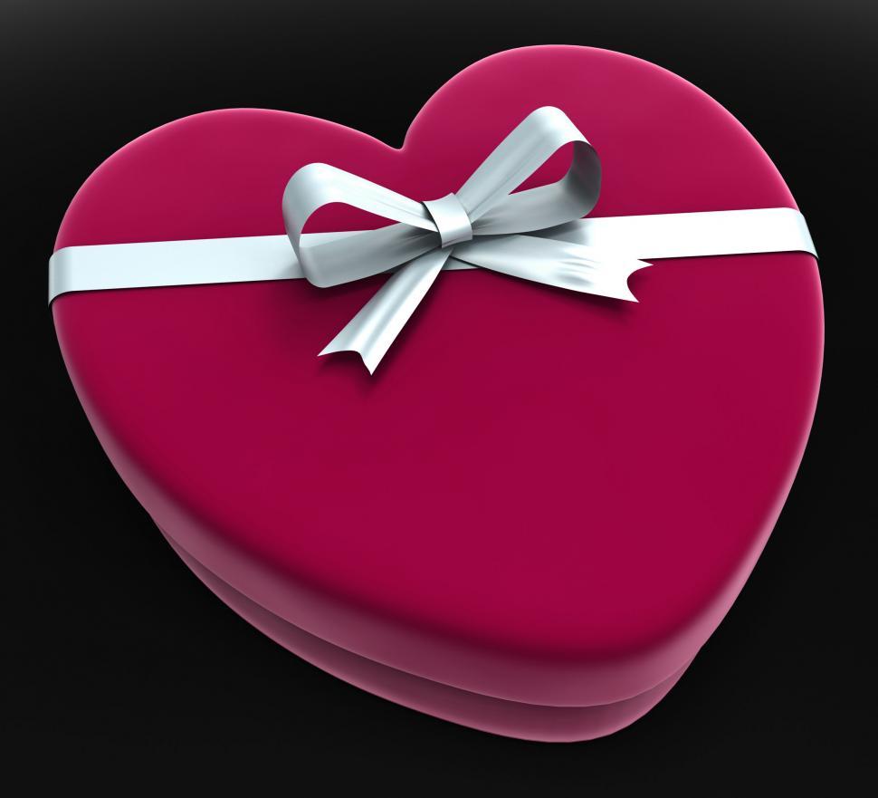Free Image of Gift Heart Means Valentine Day And Gift-Box 