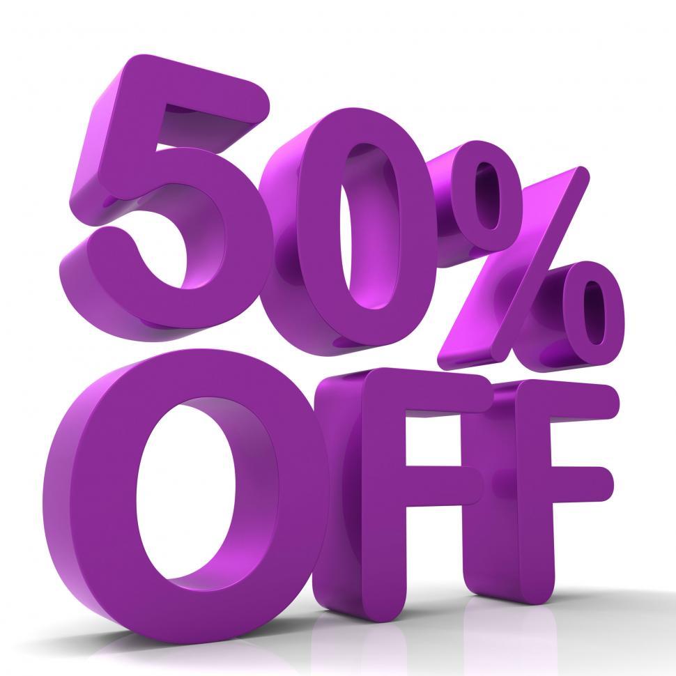 Free Image of Fifty Percent Off Indicates Closeout Save And Clearance 