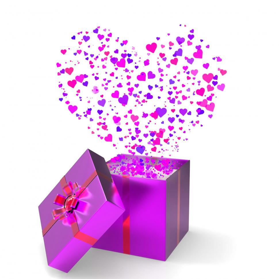Free Image of Heart Gift Indicates Valentines Day And Gift-Box 