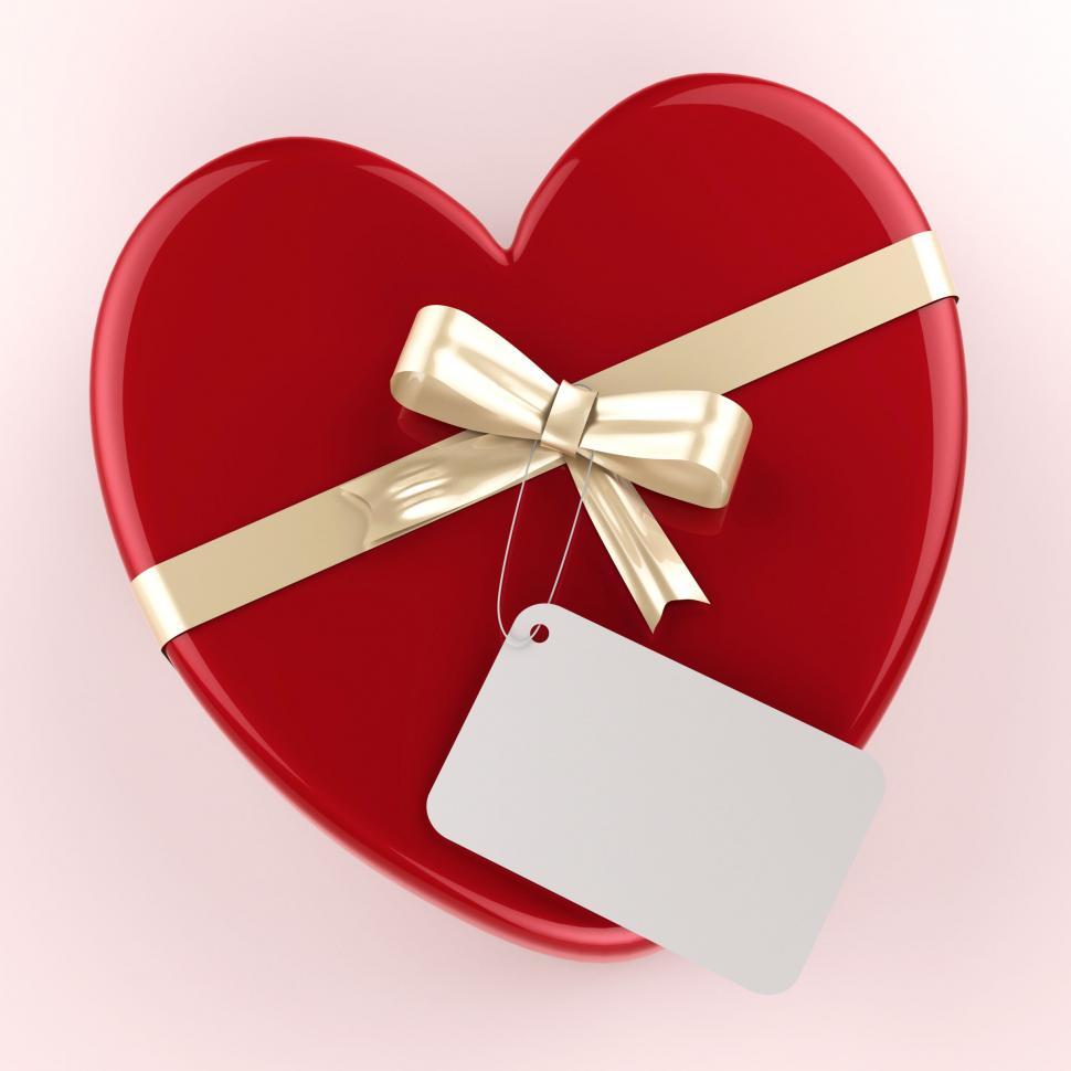 Free Image of Gift Tag Indicates Heart Shape And Gift-Box 