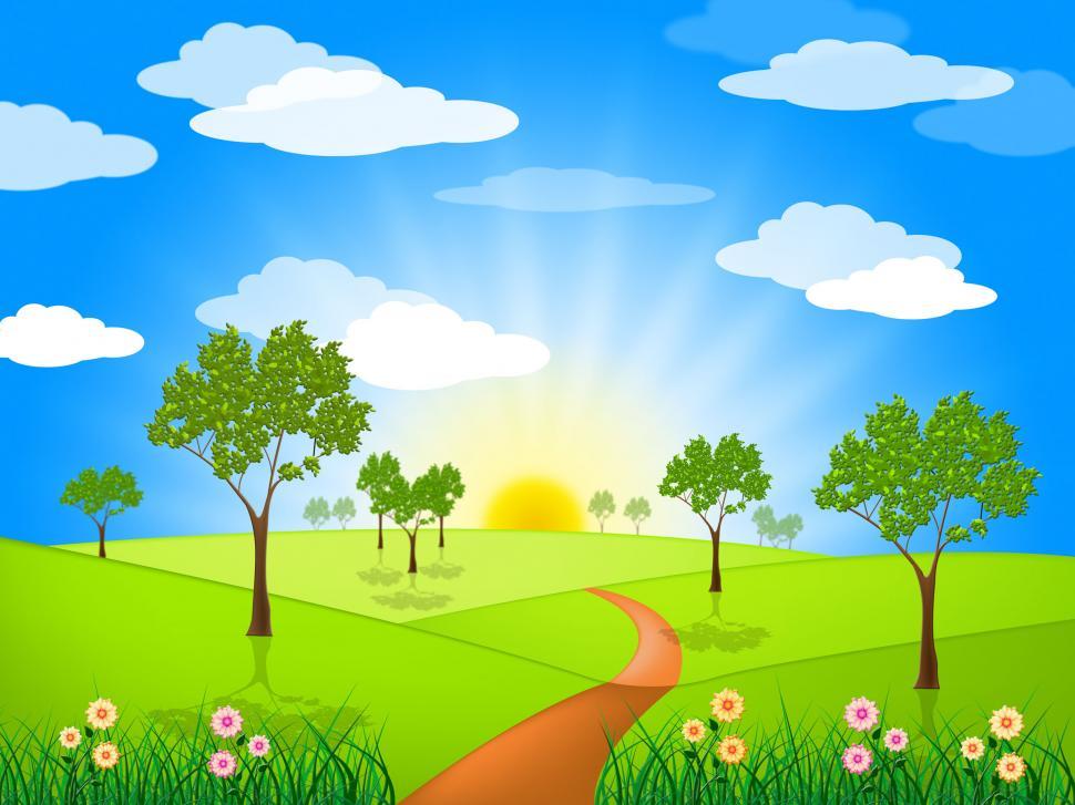 Free Image of Sun Rays Means Radiate Sunburst And Landscape 