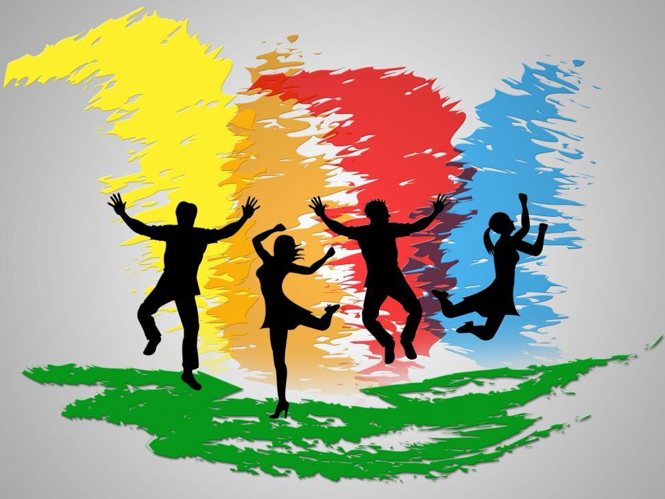 Free Image of Colorful Jumping Indicates Friends Happiness And Positive 