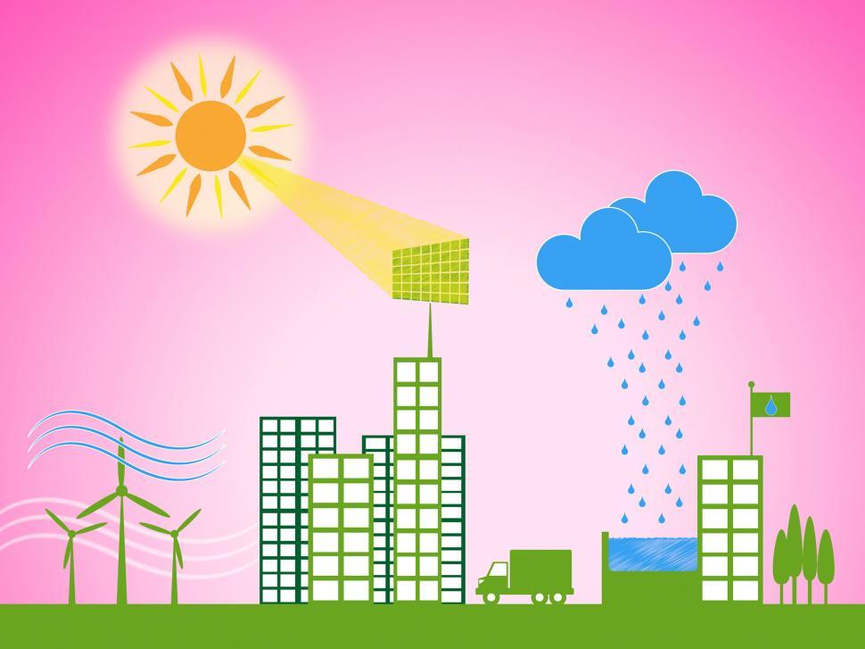 Free Image of Solar Panel Shows Energy Source And Downtown 