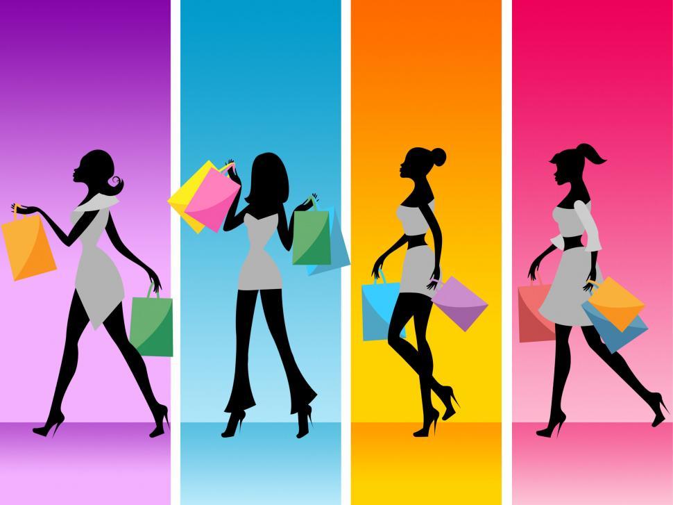 Free Image of Women Shopping Shows Retail Sales And Adult 