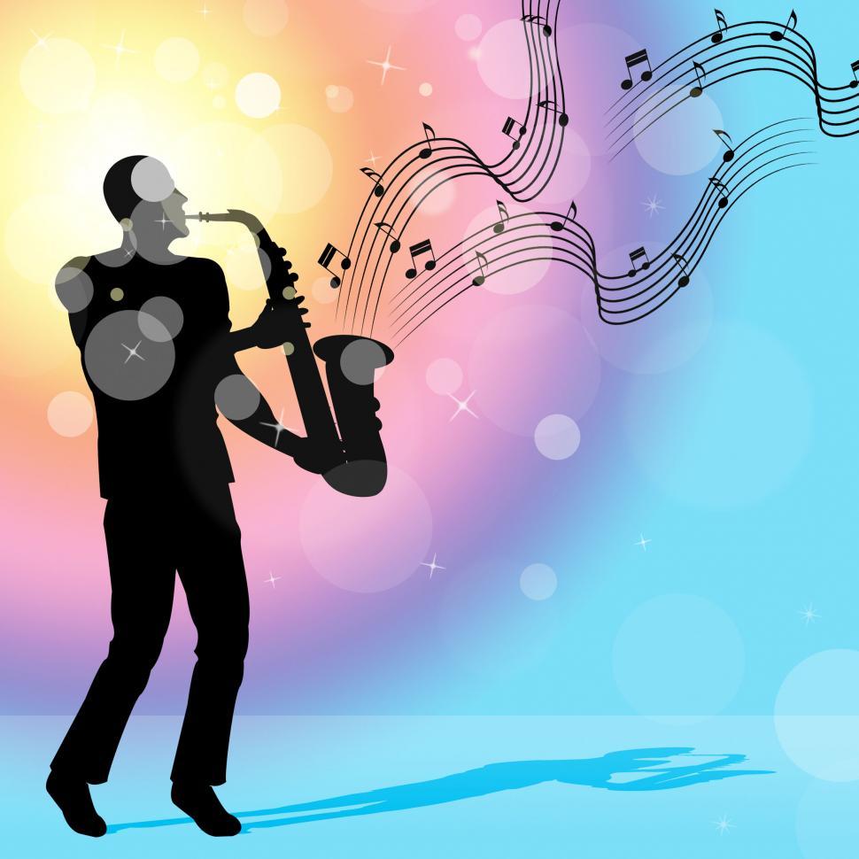 Free Image of Saxophone Music Shows Sound Track And Crotchets 