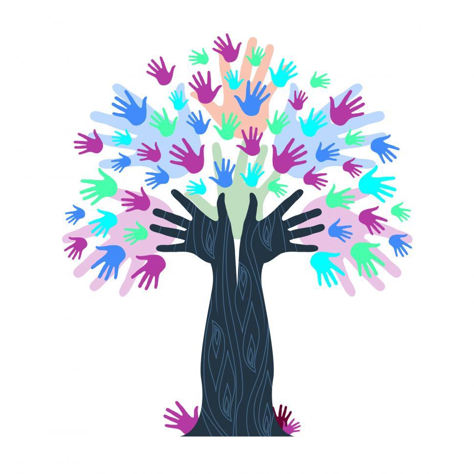 Free Image of Hands Growth Indicates Tree Trunk And Artwork 