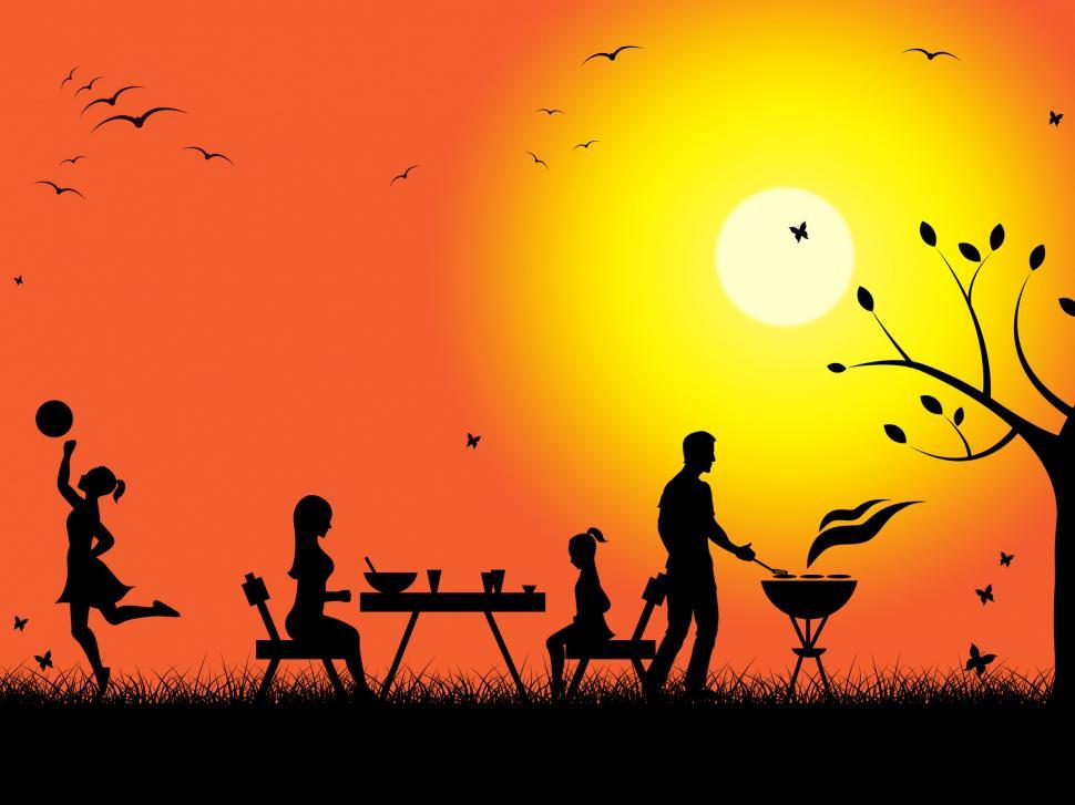 Free Image of Sunset Evening Means Bbq Grill And Barbecued 
