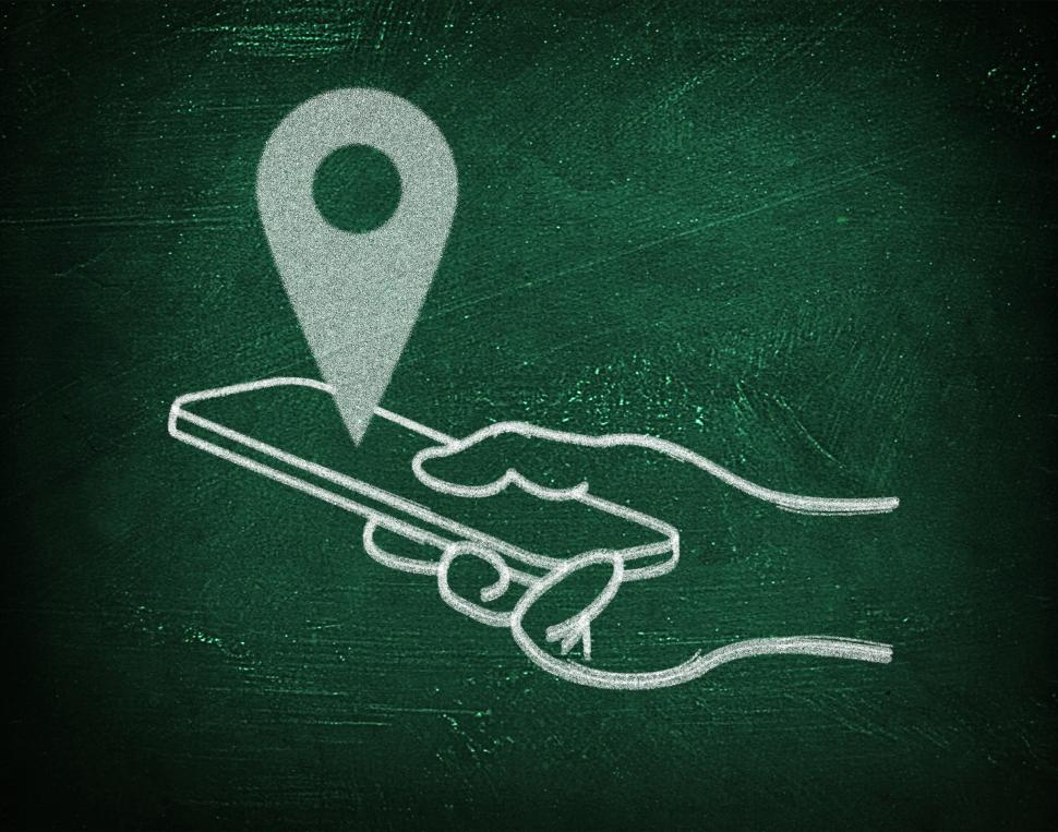 Free Image of Location with virtual gps maps - Chalkboard drawing with smartph 