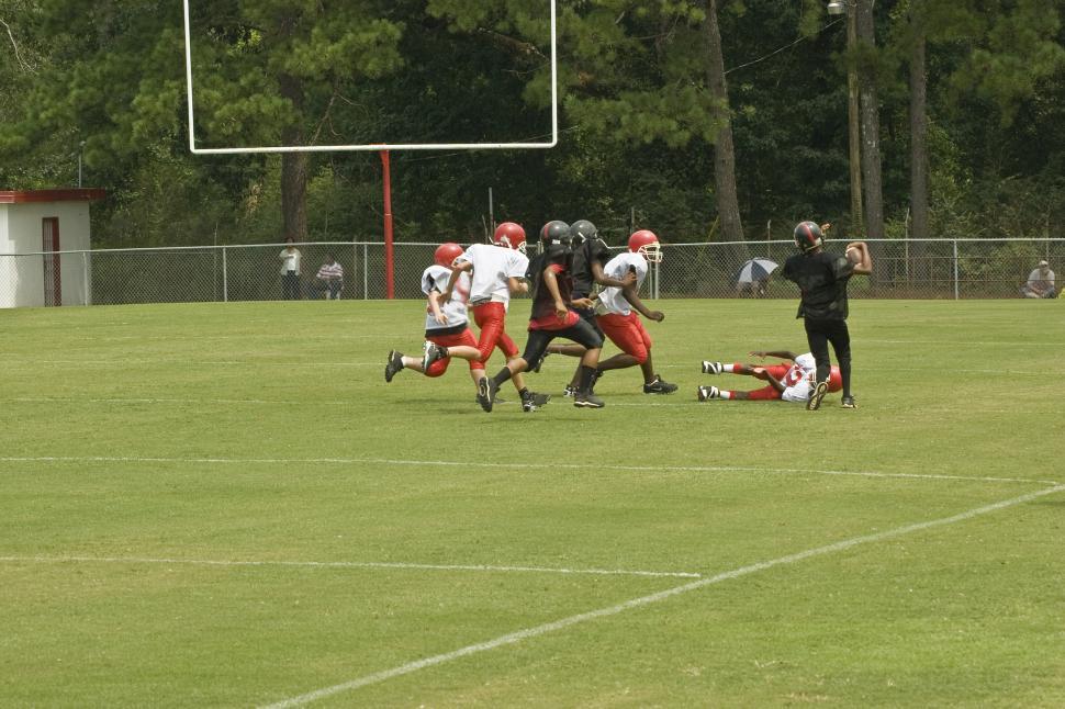 Free Image of Football field full of kids 