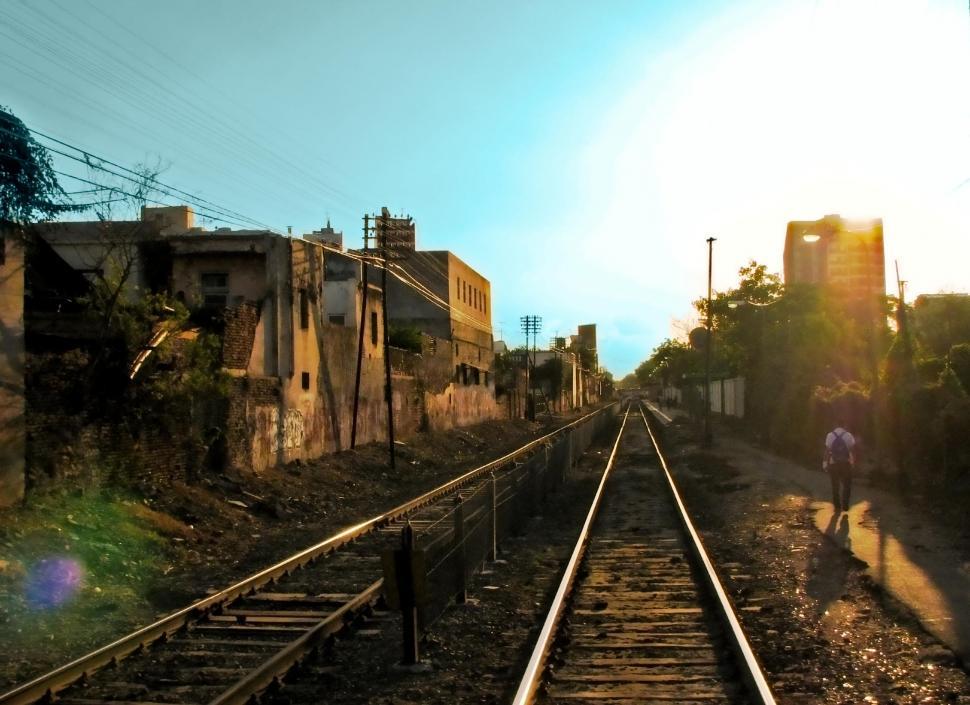 Free Image of Sunset Railway 