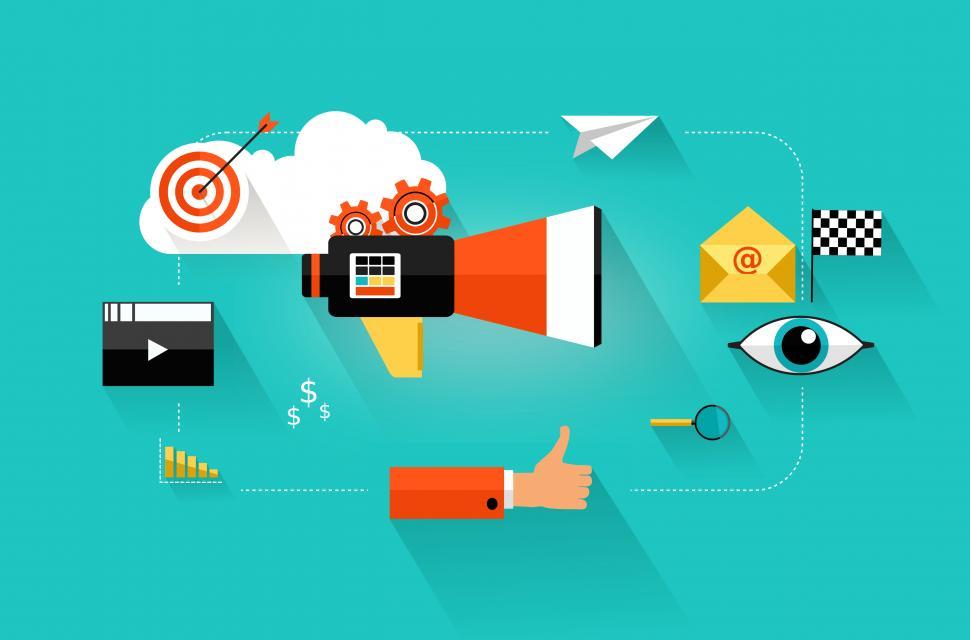 Free Image of Online content marketing and web analytics concept - Flat color  