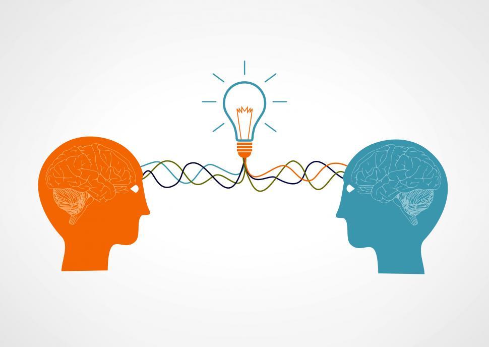 Free Image of On the same wavelenght - Two brains having an idea - Version 2 