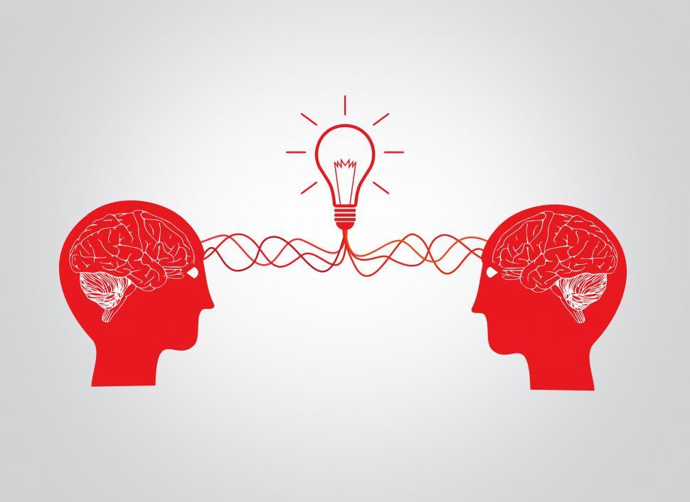 Free Image of On the same wavelenght - Two brains having an idea - Version 3 