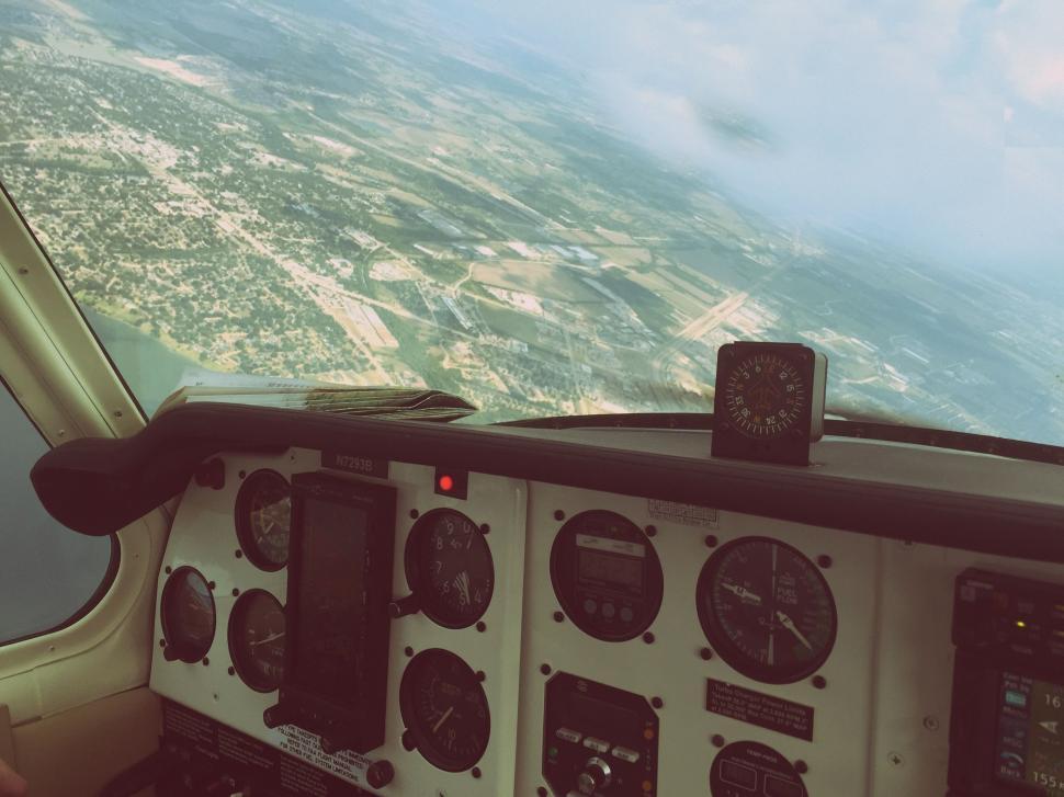 Free Image of Inside the Cockpit of a Small Plane 