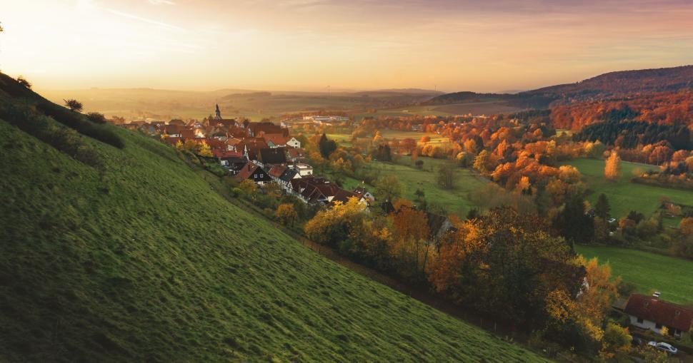 Free Image of Aerial View of a Town on a Hill 