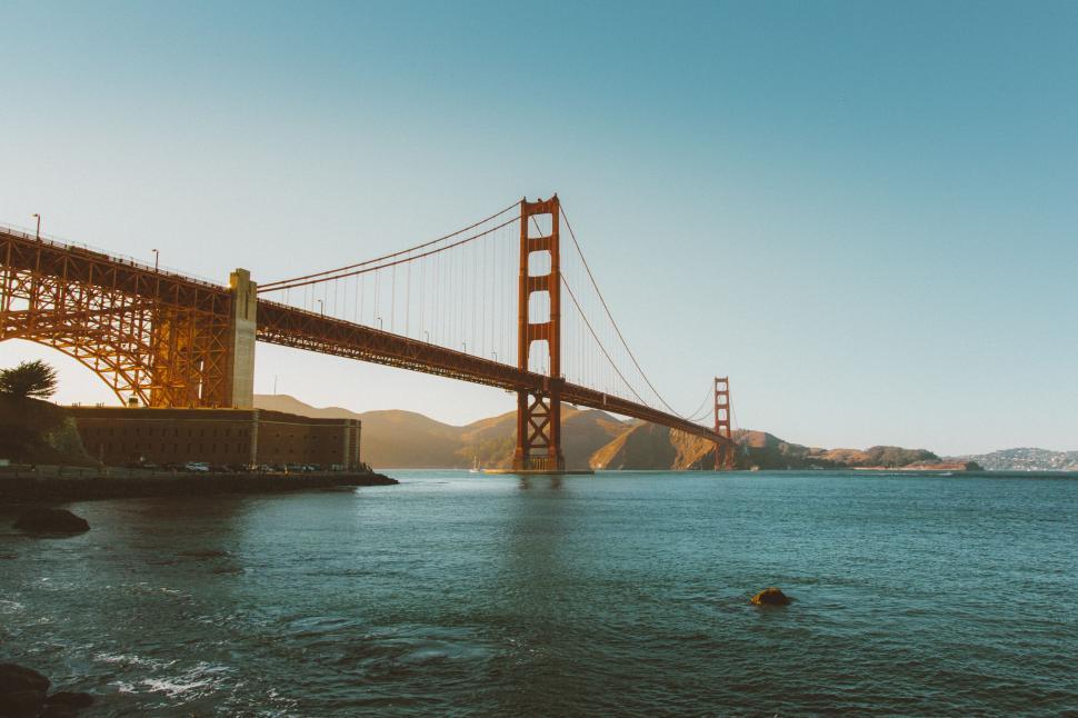 Free Image of Massive Bridge Crossing Vast Waterway 