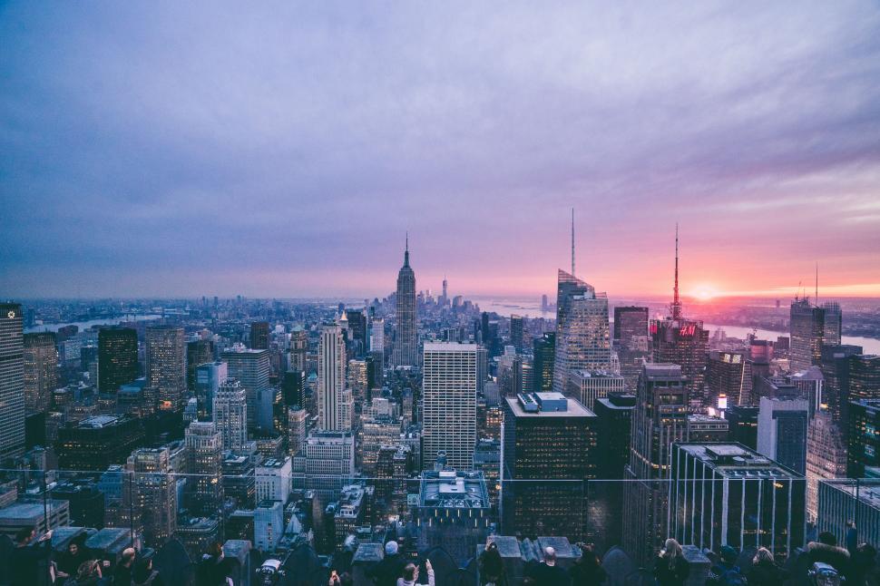 Free Image of Panoramic View of a City at Sunset 