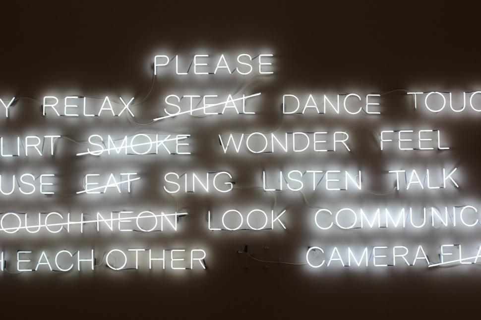 Free Image of Neon Sign in Black and White 