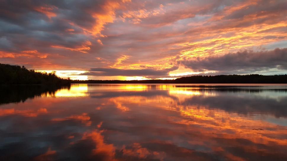 Free Image of Sunset Over Lake With Clouds 