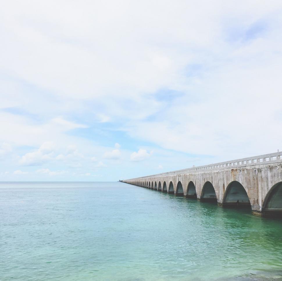 Free Image of Long Bridge Crossing Over Waterway 