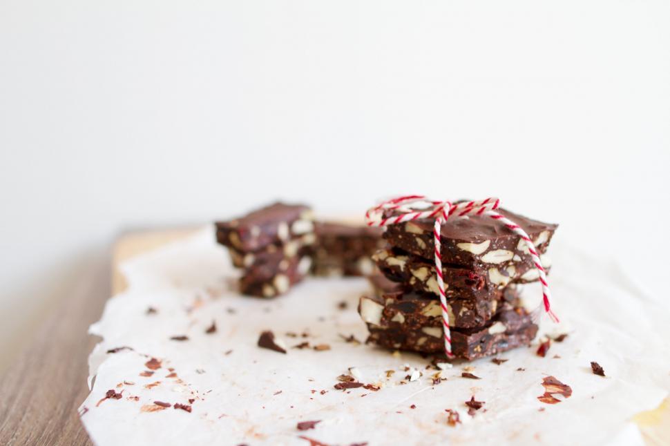 Free Image of A Pile of Brownies on a White Plate 
