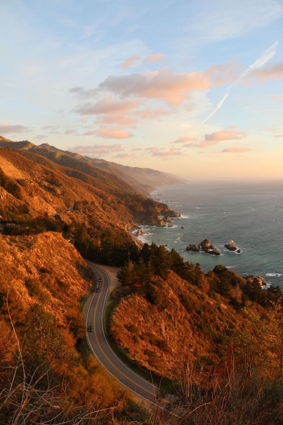 Free Image of Winding Road Along Ocean Hillside 