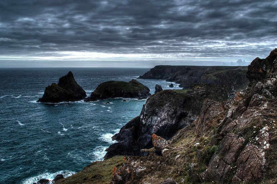 Free Image of Ocean and Rocks Along the Shoreline 