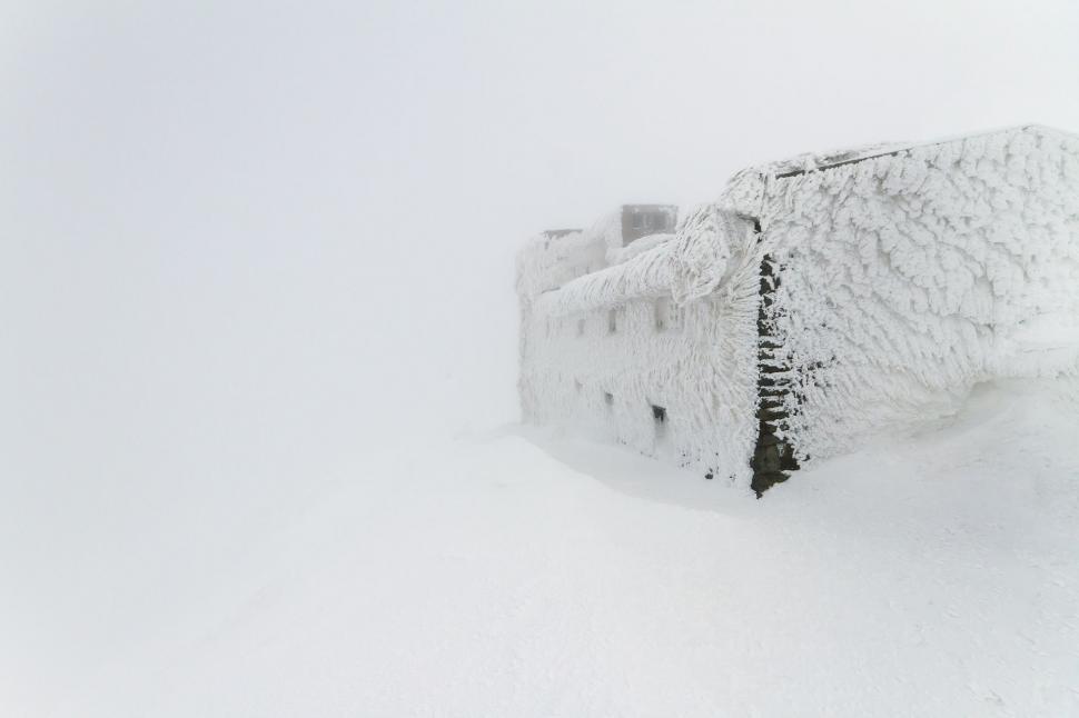 Free Image of Castle in the Snow With Sky Background 
