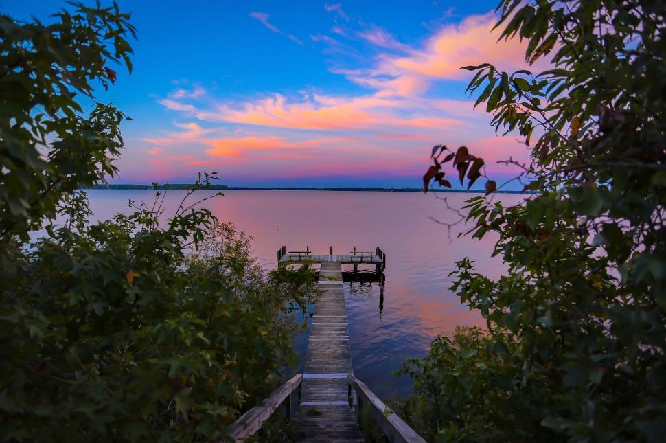 Free Image of Dock in the Middle of a Lake 