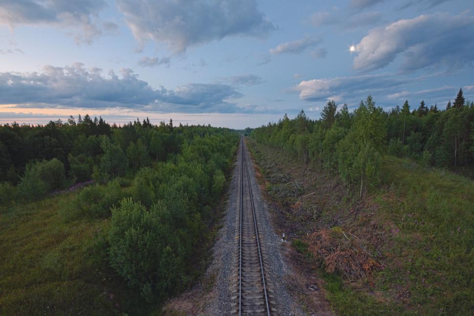 Free Image of Train Track Cutting Through Forest 
