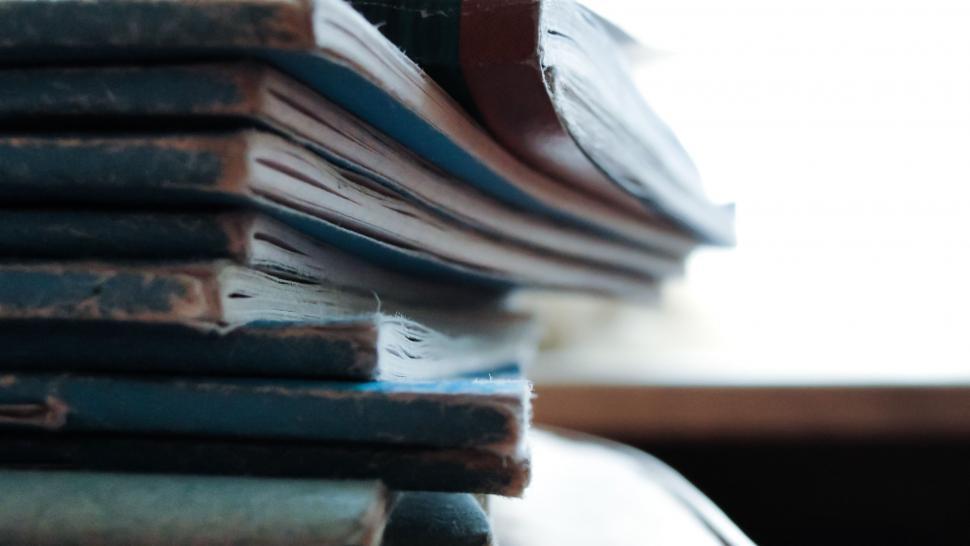 Free Image of Stack of Books on Table 
