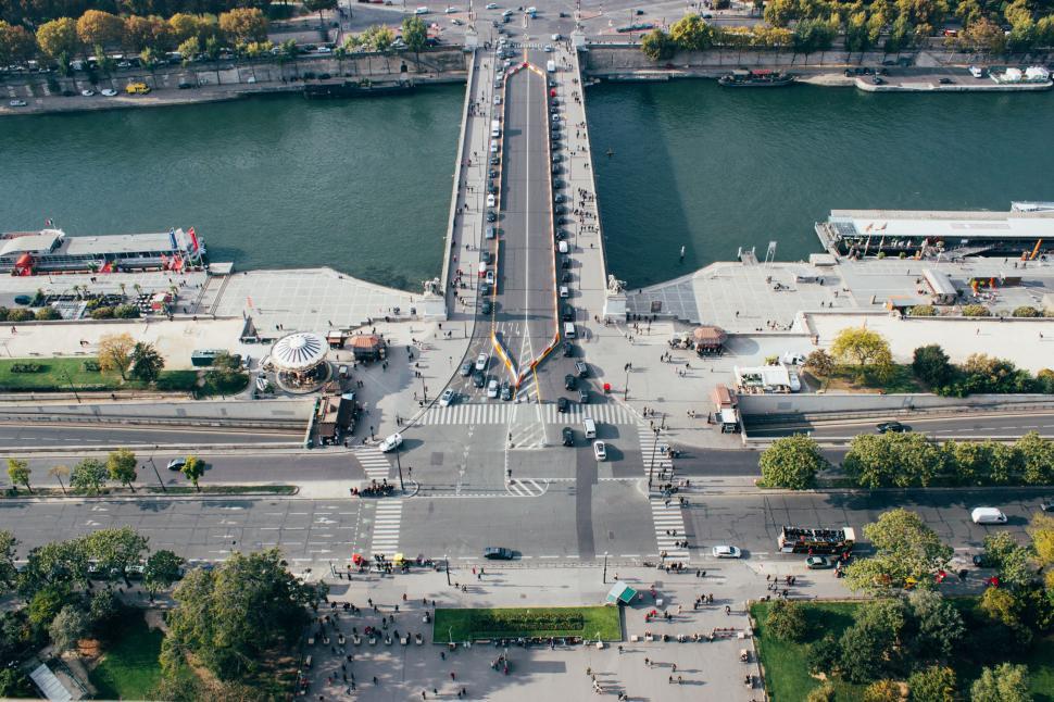 Free Image of Aerial View of Bridge Over River 