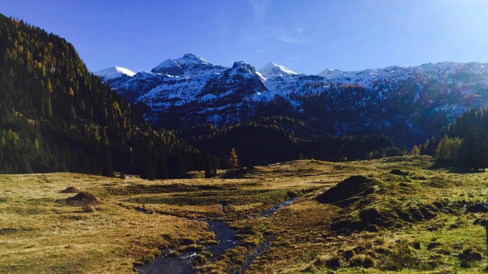 Free Image of Majestic Mountain Valley With Meandering Stream 