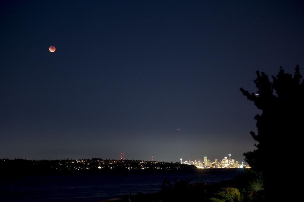 Free Image of Moonlit Cityscape With Night Sky 