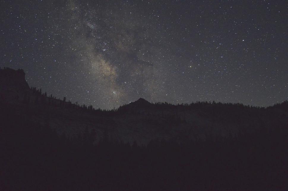 Free Image of Starry Night Sky Above Mountain 