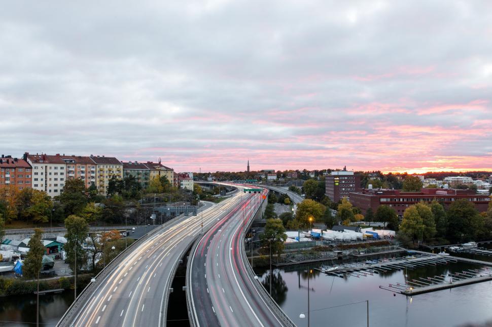 Free Image of Aerial View of Highway and River 