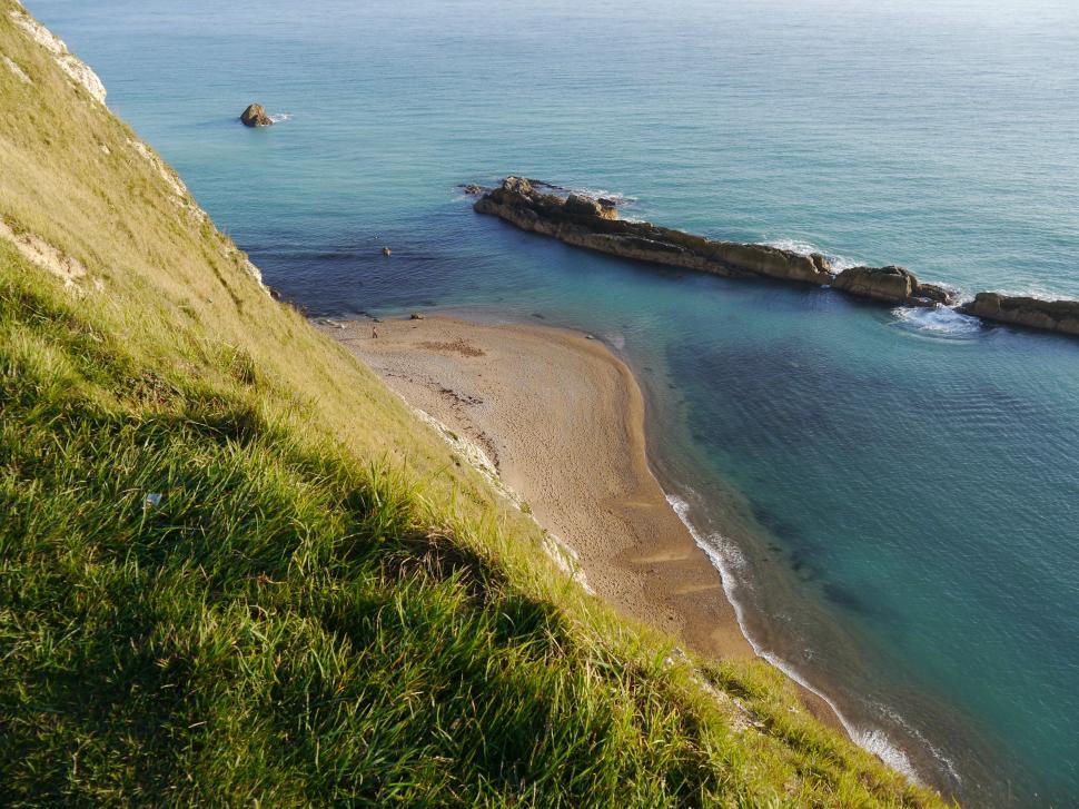 Free Image of Grassy Hill With Body of Water 