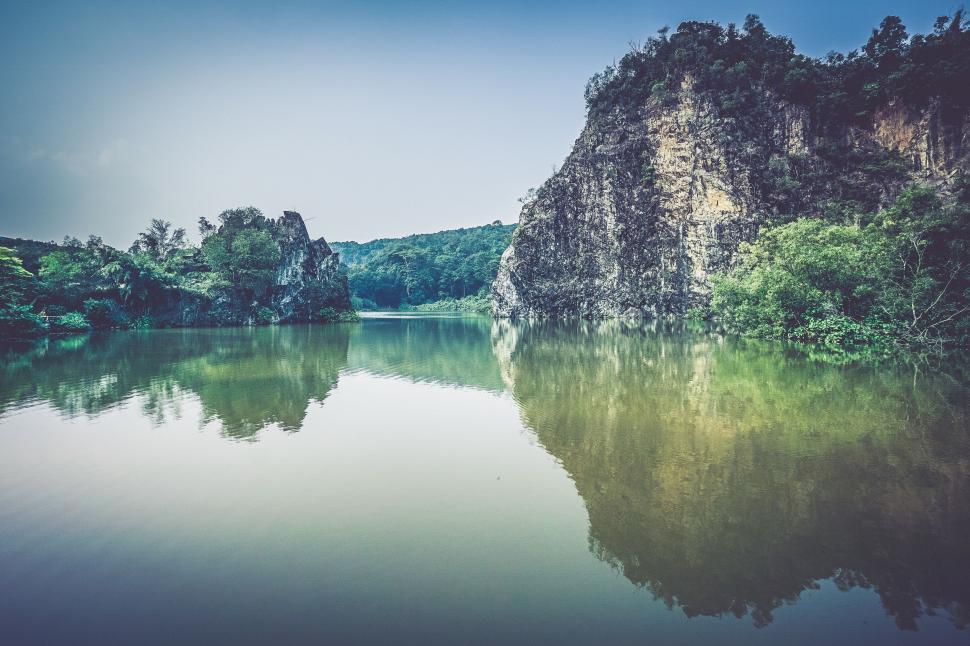 Free Image of Mountainous Lake Amidst Trees 