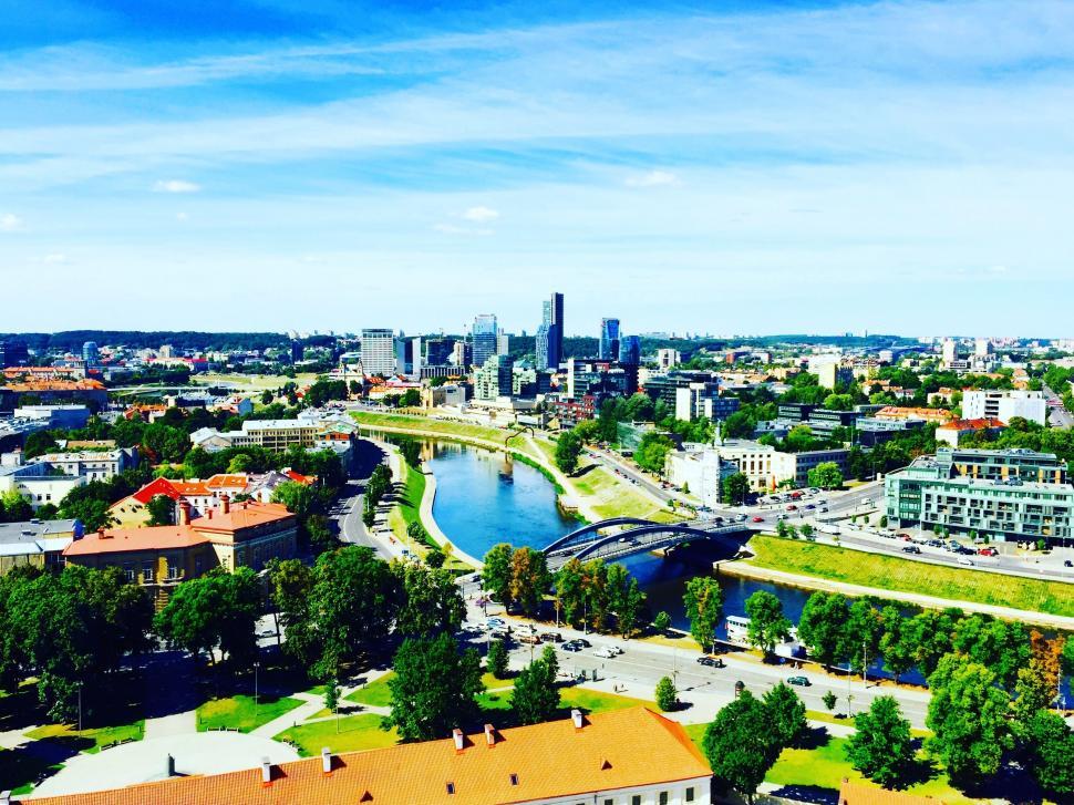 Free Image of Aerial View of City With River 